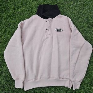This Is KAOS Beige Fleece Pullover Sweatshirt Men’s M – 90s Style Half Button